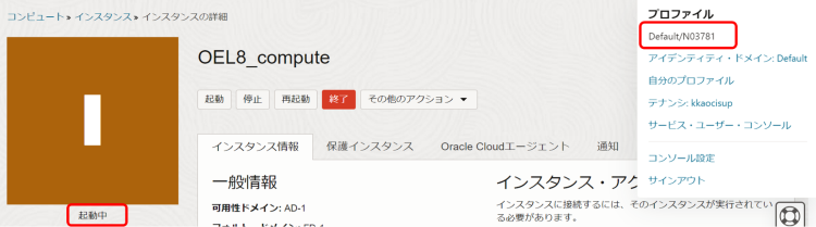 画像2：Computeインスタンスの起動ステータスの画面