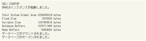 STARTUPコマンドを実行