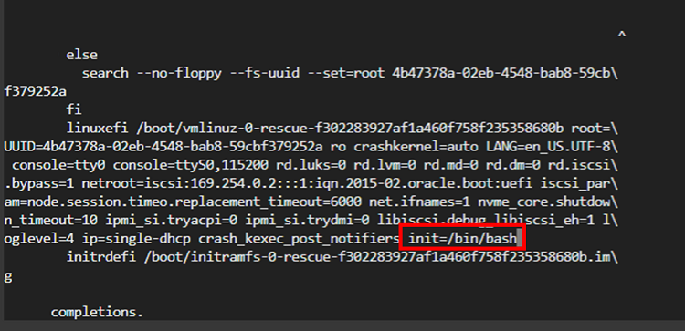 Oracle Cloud ブートエントリ linuxefi